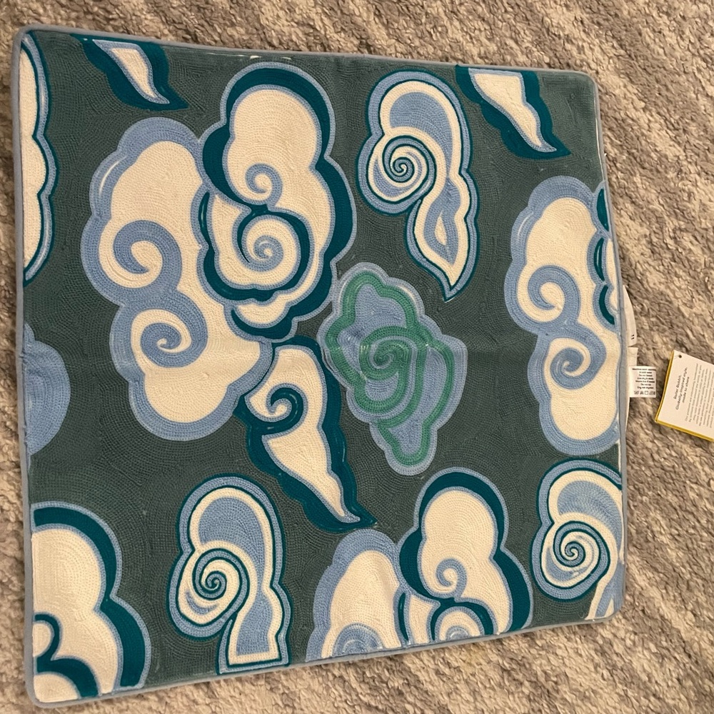 Roller Rabbit Blue and White Cloud Pillow